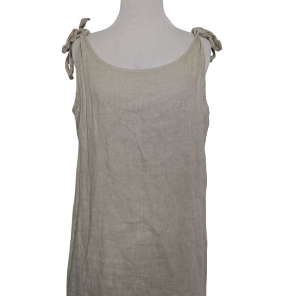 Valentina Naldi Linen Dress Womens Size Medium Beige Neutral Tie Straps Italian - Picture 2 of 10